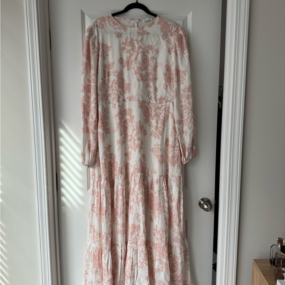 With Love Leena Floral Pink and White Maxi Dress